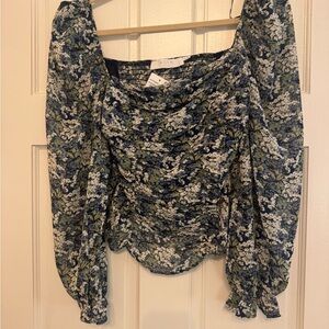 ASTR Women's Floral Blue Top